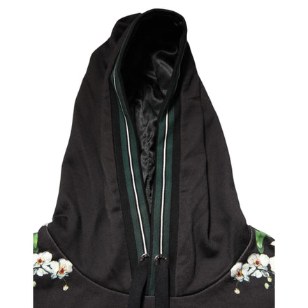Felpa con cappuccio Dolce & Gabbana KING Black Orchid Floral Crown Logo