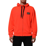 Felpa con cappuccio Dolce & Gabbana in poliestere rosso fluorescente con logo a toppa