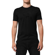 Dolce & Gabbana Black Cotton Velvet Logo Print T-Shirt