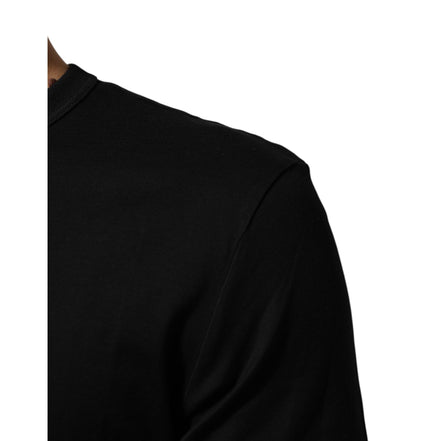 Dolce & Gabbana Black Cotton Velvet Logo Print T-Shirt