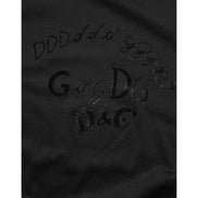 Dolce & Gabbana Black Cotton Velvet Logo Print T-Shirt