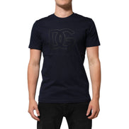 T-shirt Homme Dolce & Gabbana en Coton Bleu Foncé Imprimé Logo DG
