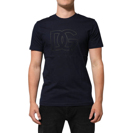 T-shirt Homme Dolce & Gabbana en Coton Bleu Foncé Imprimé Logo DG