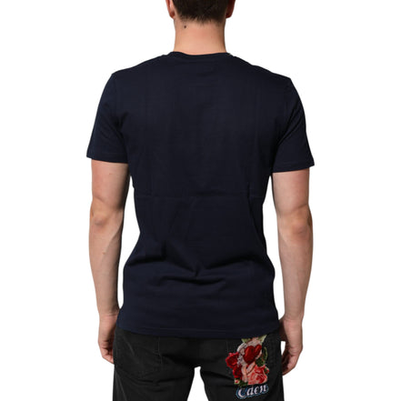 T-shirt Homme Dolce & Gabbana en Coton Bleu Foncé Imprimé Logo DG