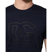 T-shirt Homme Dolce & Gabbana en Coton Bleu Foncé Imprimé Logo DG
