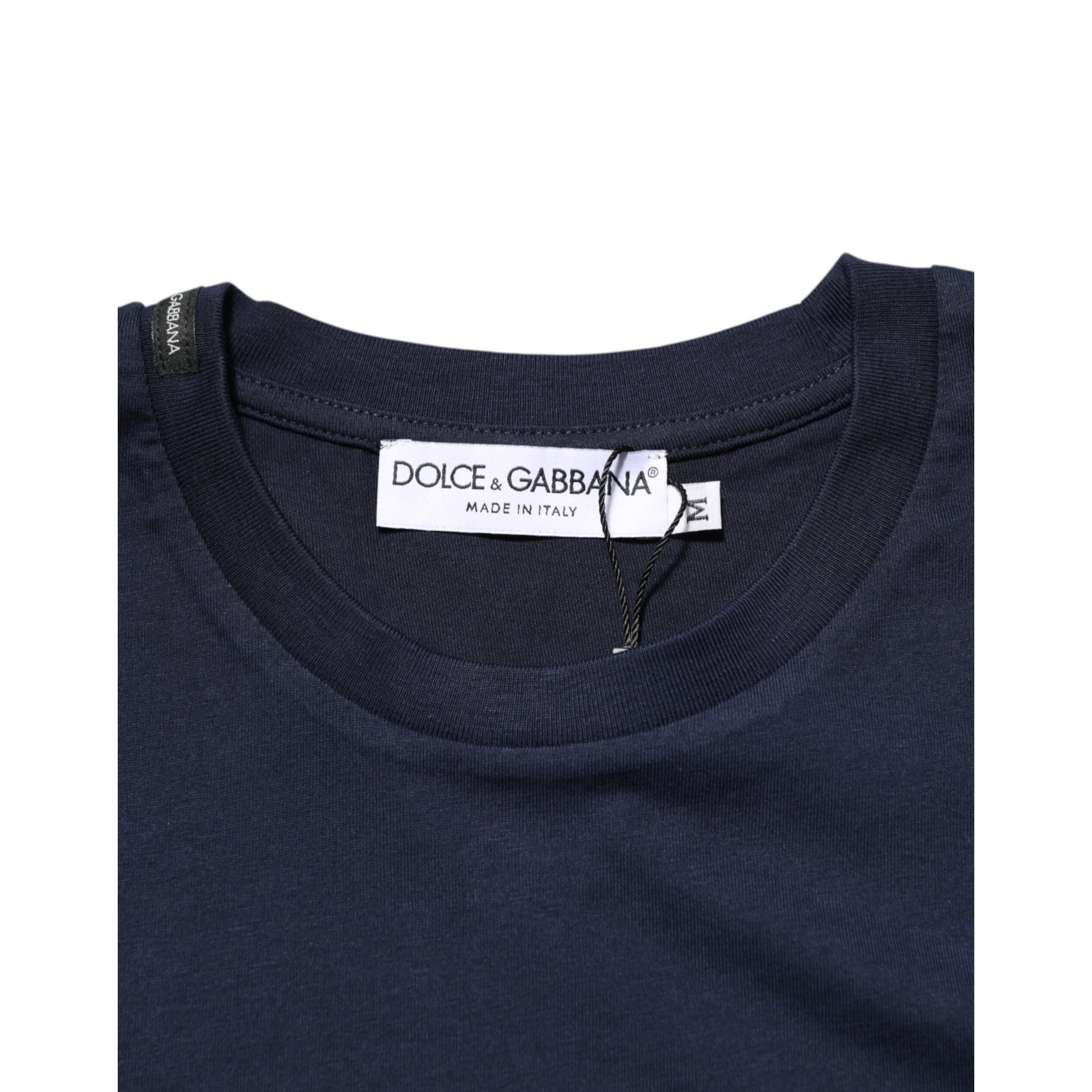 T-shirt Homme Dolce & Gabbana en Coton Bleu Foncé Imprimé Logo DG