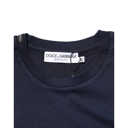 T-shirt Homme Dolce & Gabbana en Coton Bleu Foncé Imprimé Logo DG