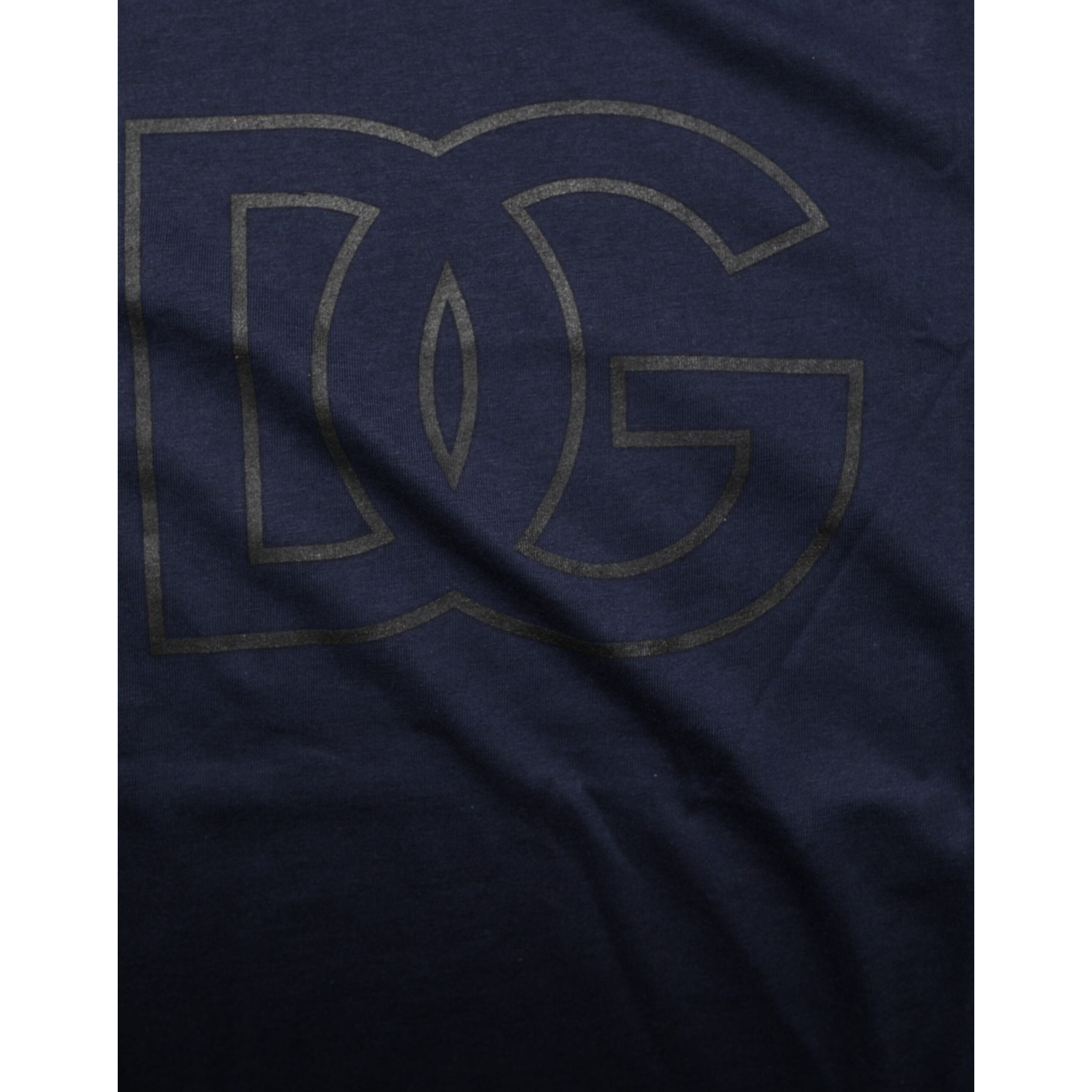 T-shirt Homme Dolce & Gabbana en Coton Bleu Foncé Imprimé Logo DG
