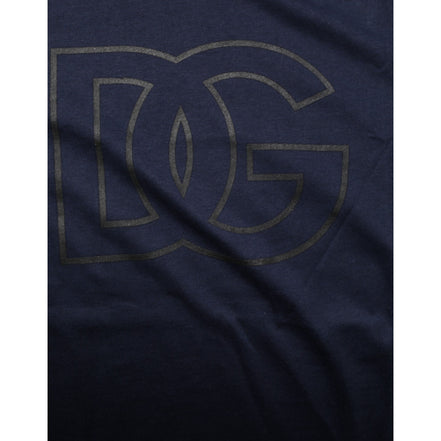 T-shirt Homme Dolce & Gabbana en Coton Bleu Foncé Imprimé Logo DG