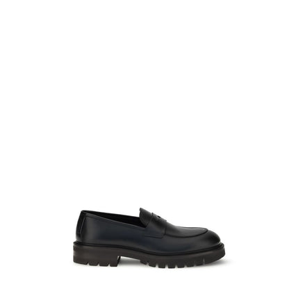 Ferragamo Black Calf Leather Slip-On Loafers