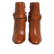Chaussures Bottines Dolce & Gabbana en Cuir Marron avec Boucle Logo DG