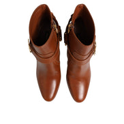 Chaussures Bottines Dolce & Gabbana en Cuir Marron avec Boucle Logo DG