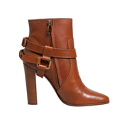 Chaussures Bottines Dolce & Gabbana en Cuir Marron avec Boucle Logo DG