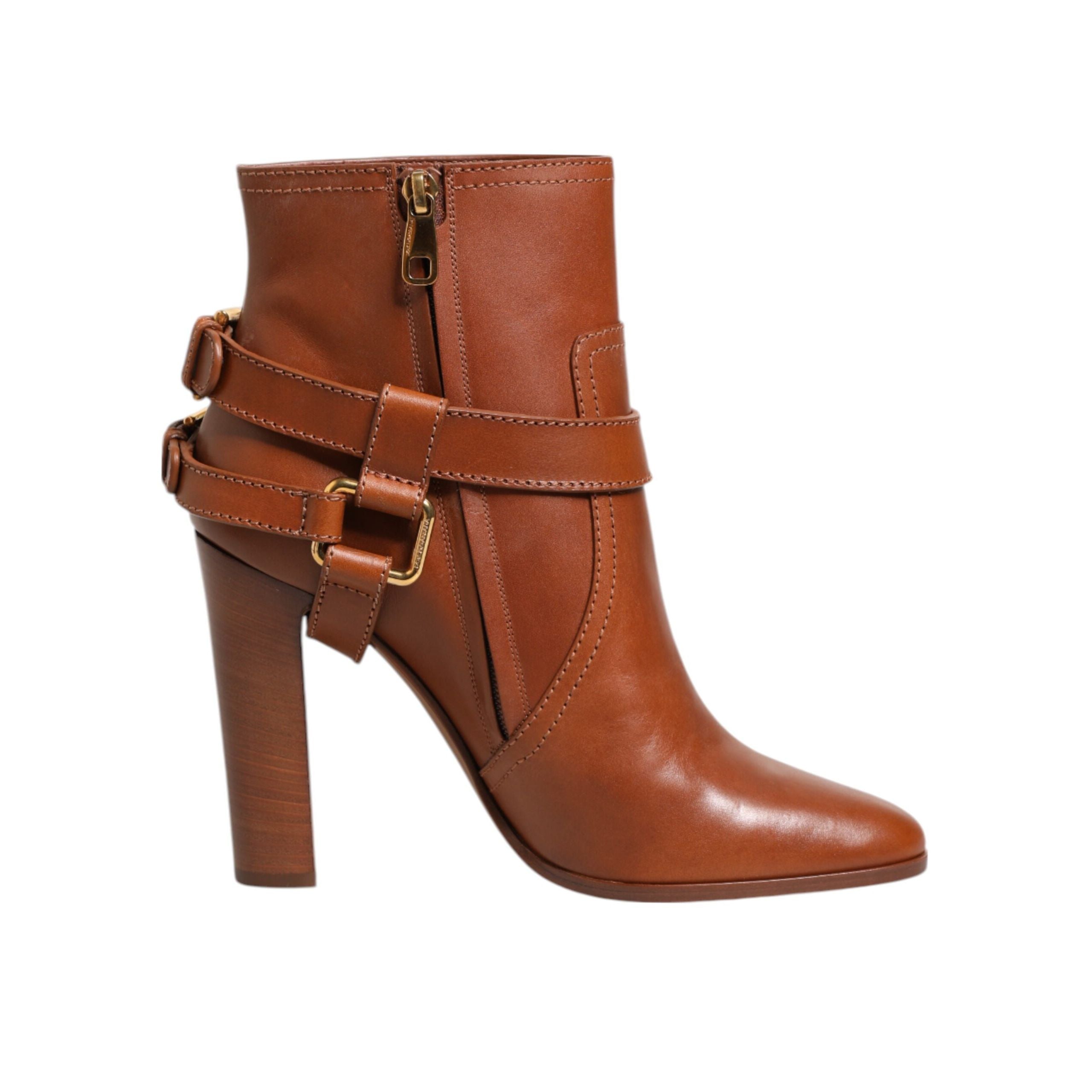Chaussures Bottines Dolce & Gabbana en Cuir Marron avec Boucle Logo DG