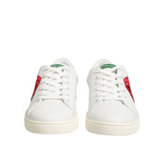 Chaussures basses Dolce & Gabbana en cuir blanc à broderie rose