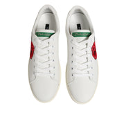 Chaussures basses Dolce & Gabbana en cuir blanc à broderie rose