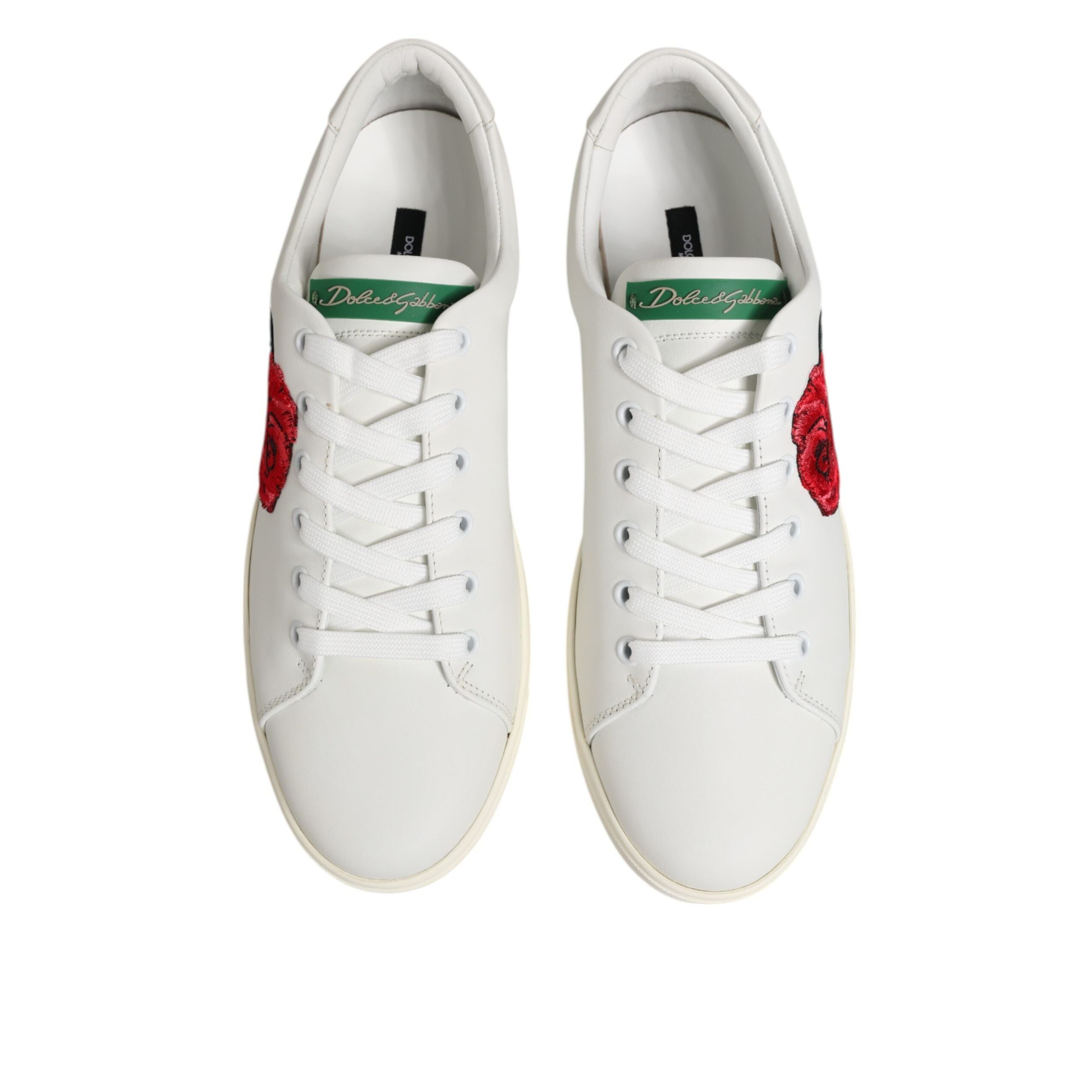 Chaussures basses Dolce & Gabbana en cuir blanc à broderie rose