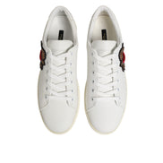Dolce & Gabbana White Leather Sacred Heart Patch Sneakers
