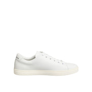 Dolce & Gabbana White Leather Sacred Heart Patch Sneakers