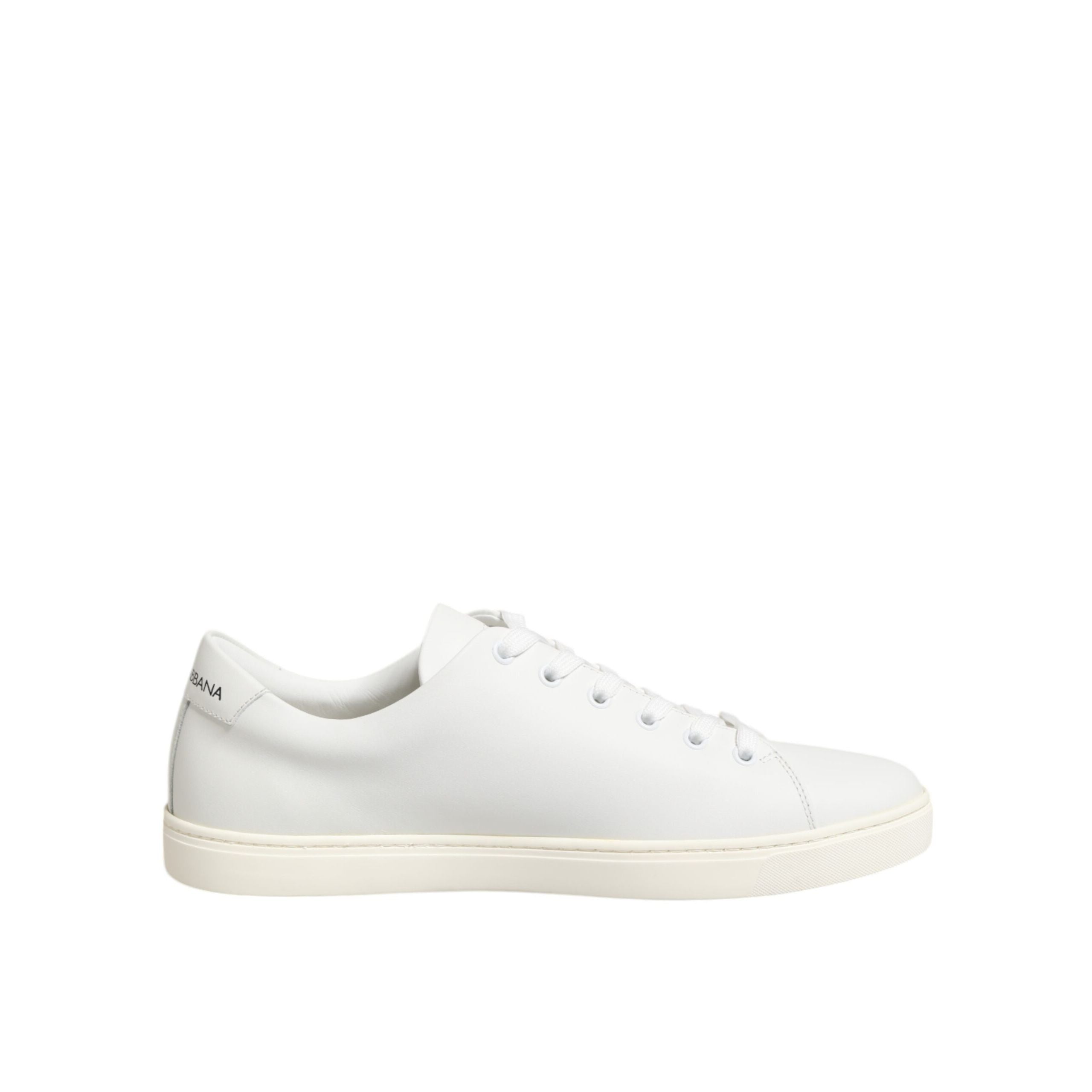 Dolce & Gabbana White Leather Sacred Heart Patch Sneakers