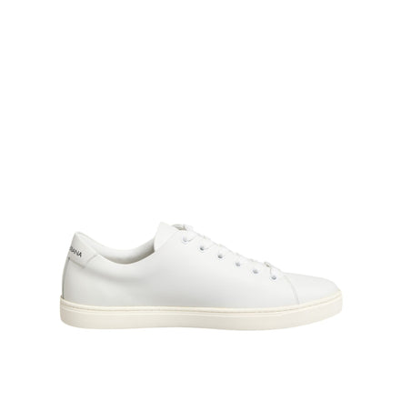 Dolce & Gabbana White Leather Sacred Heart Patch Sneakers