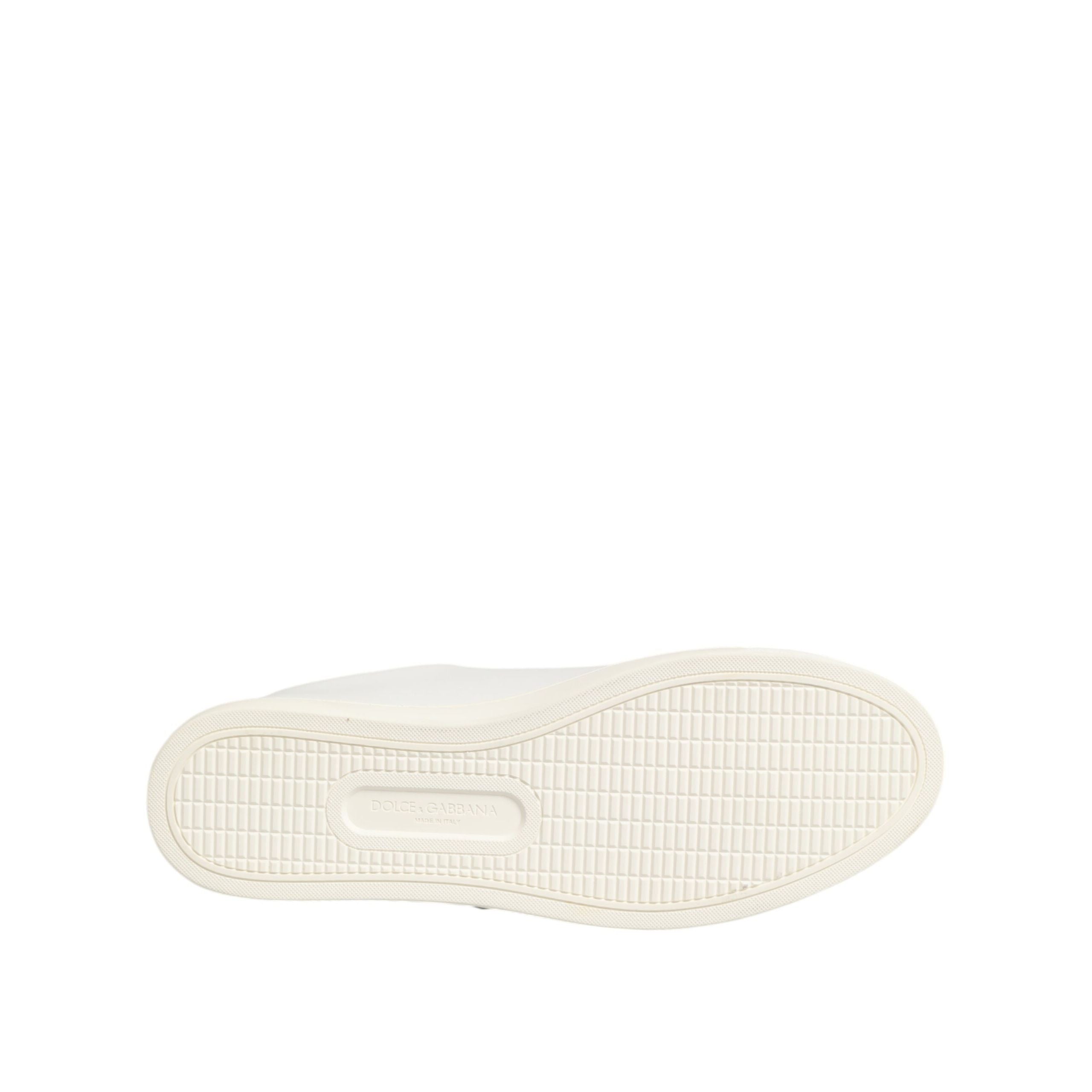 Dolce & Gabbana White Leather Sacred Heart Patch Sneakers