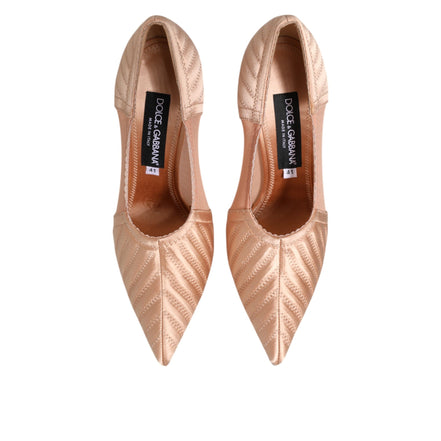 Scarpe décolleté Dolce & Gabbana in raso cipria nude e rete con tacco a stiletto