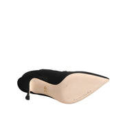 Chaussures Bottes à talon aiguille Dolce & Gabbana en jersey brodé noir et blanc