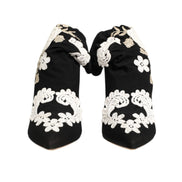 Chaussures Bottes à talon aiguille Dolce & Gabbana en jersey brodé noir et blanc