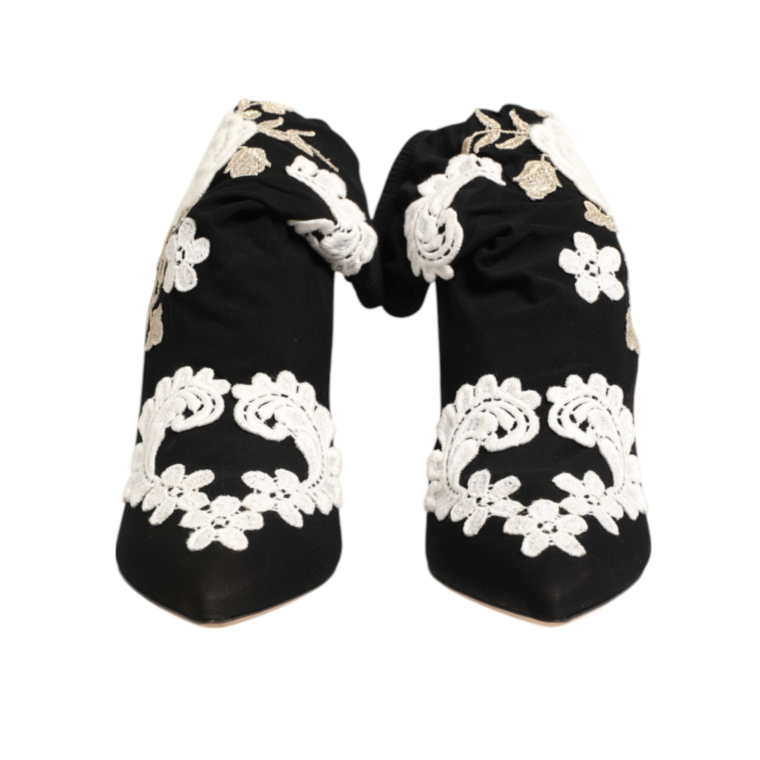 Chaussures Bottes à talon aiguille Dolce & Gabbana en jersey brodé noir et blanc