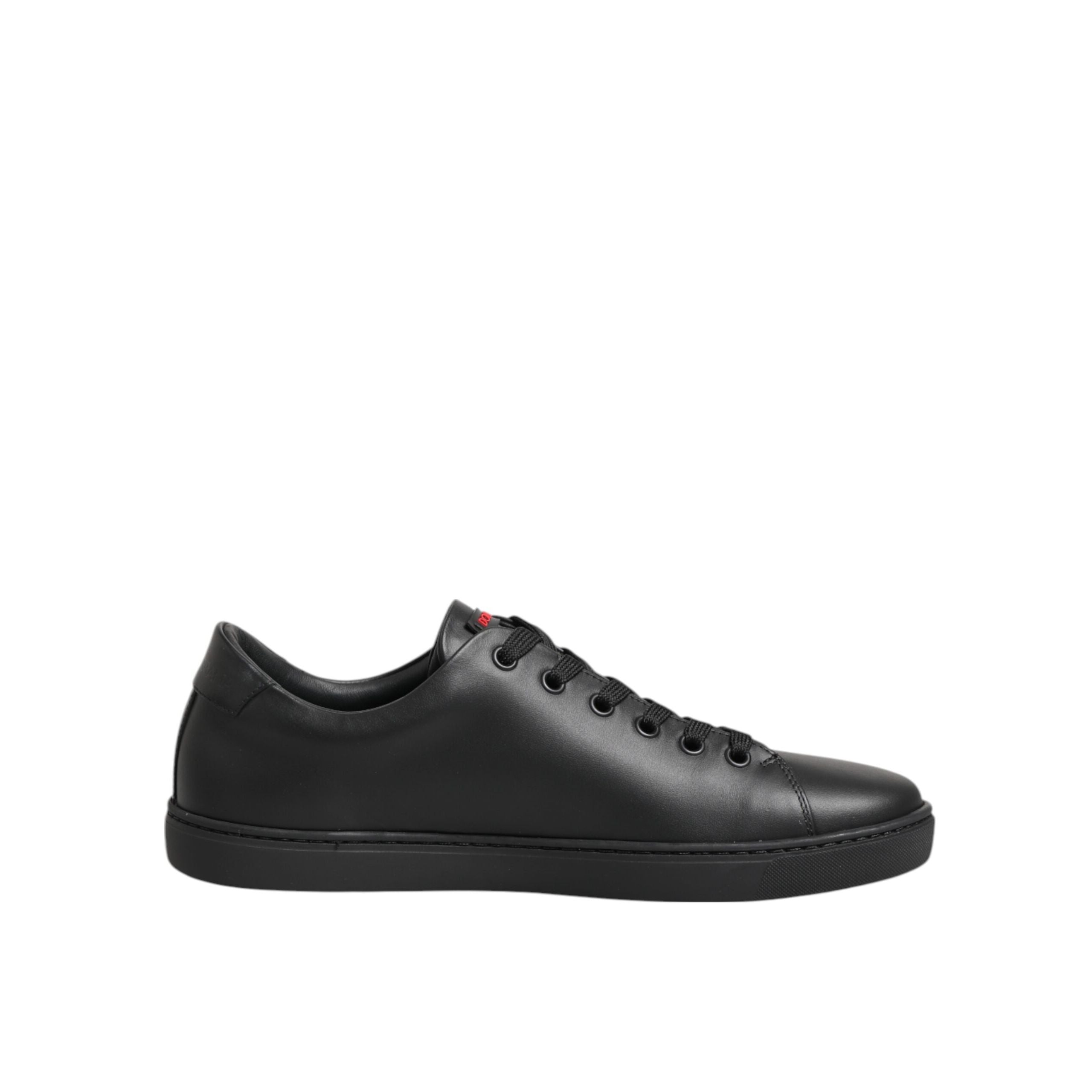 Sneakers basse Dolce & Gabbana in pelle nera con cuore di cristallo