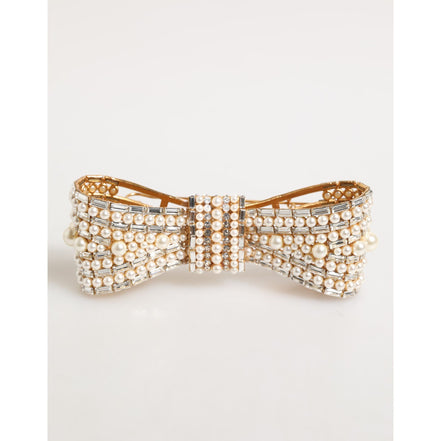 Spilla Dolce & Gabbana in Ottone Dorato con Cristalli di Vetro e Perle Sintetiche