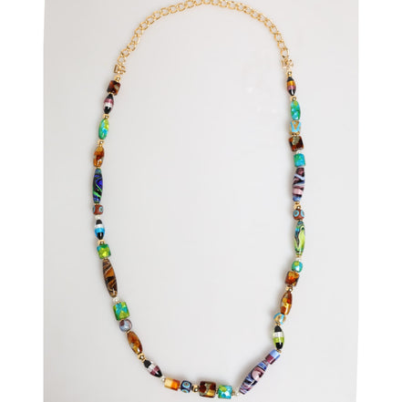 Collana da donna Dolce & Gabbana in ottone con perle di vetro di Murano multicolore