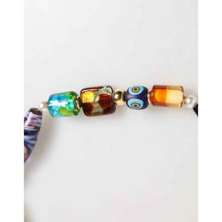 Collana da donna Dolce & Gabbana in ottone con perle di vetro di Murano multicolore