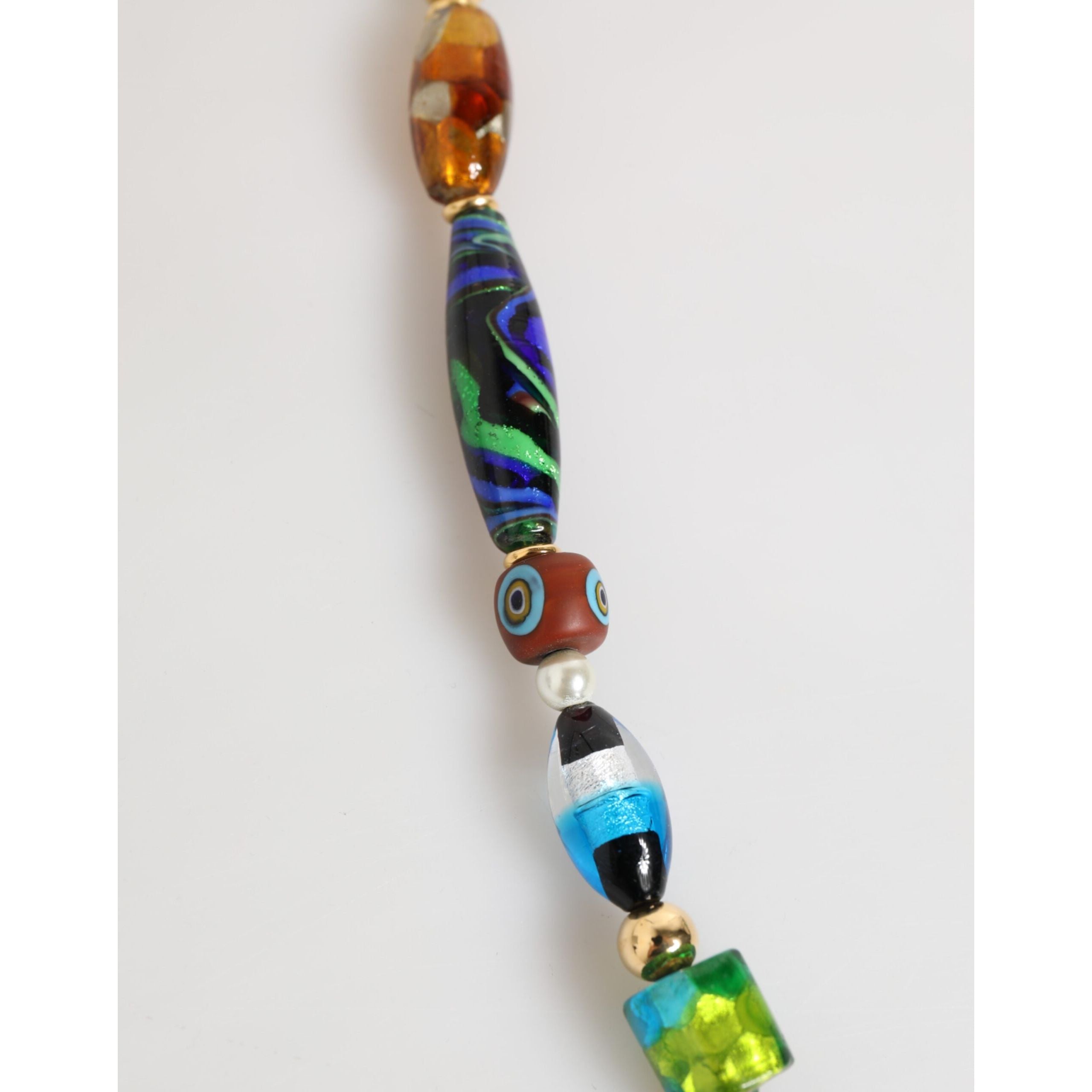 Collana da donna Dolce & Gabbana in ottone con perle di vetro di Murano multicolore