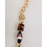 Collana da donna Dolce & Gabbana in ottone con perle di vetro di Murano multicolore