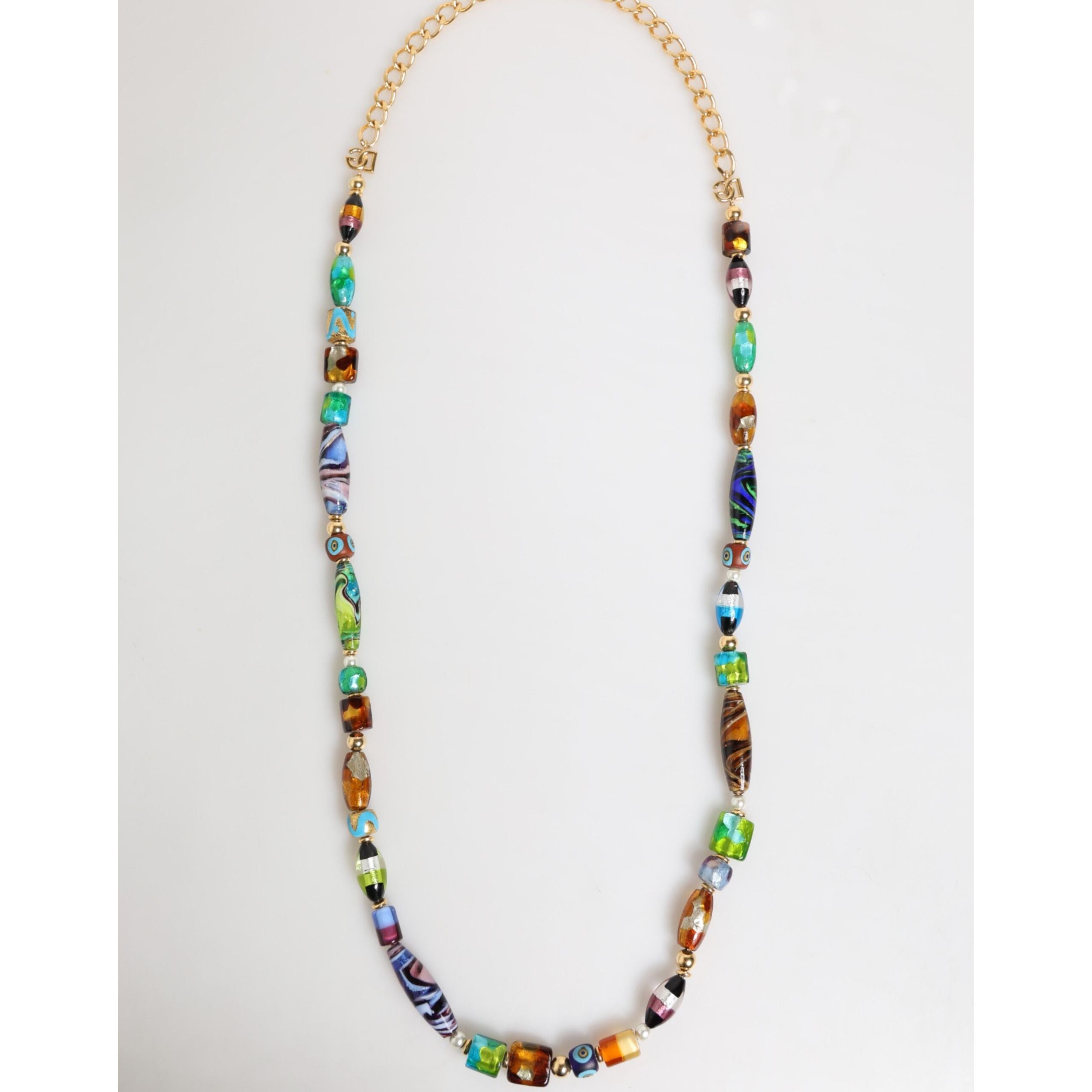 Collana da donna Dolce & Gabbana in ottone con perle di vetro di Murano multicolore