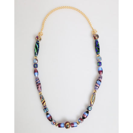 Dolce & Gabbana Collana in Ottone Dorato con Perle di Vetro di Murano Multicolori