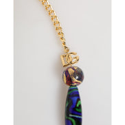 Dolce & Gabbana Collana in Ottone Dorato con Perle di Vetro di Murano Multicolori