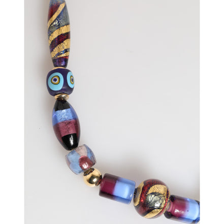 Dolce & Gabbana Collana in Ottone Dorato con Perle di Vetro di Murano Multicolori