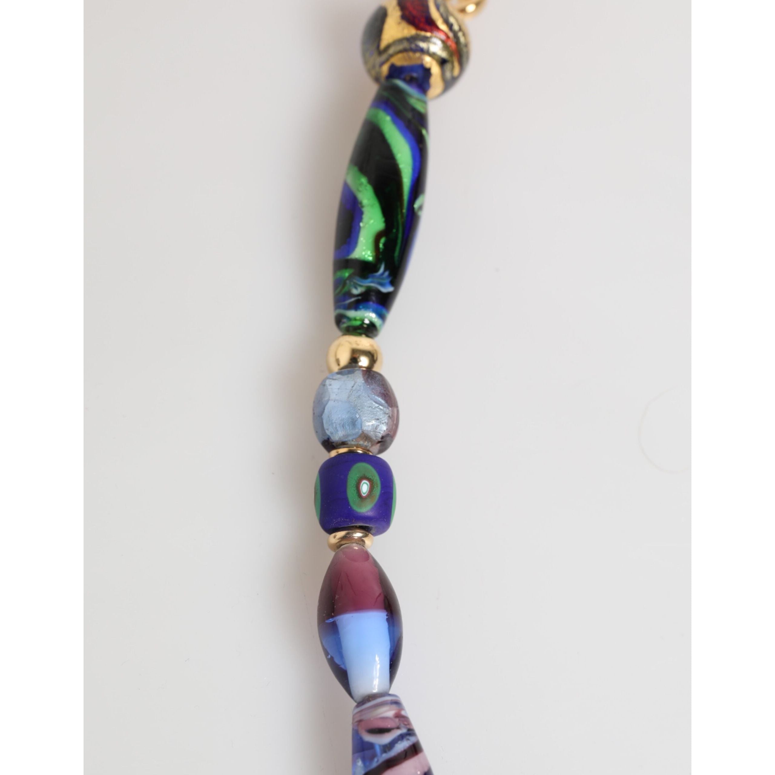 Dolce & Gabbana Collana in Ottone Dorato con Perle di Vetro di Murano Multicolori