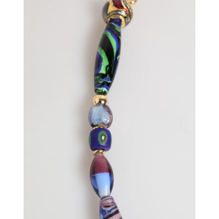 Dolce & Gabbana Collana in Ottone Dorato con Perle di Vetro di Murano Multicolori