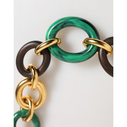 Collier Choker Fleur de Lis Tigrée Multicolore en Laiton Doré Dolce & Gabbana