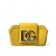 Borsa Custodia Clutch Crossbody Dolce & Gabbana in Pelle Liscia Gialla con Logo DG