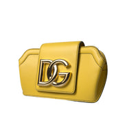 Borsa Custodia Clutch Crossbody Dolce & Gabbana in Pelle Liscia Gialla con Logo DG