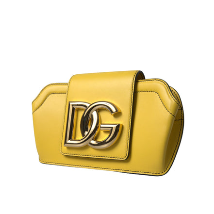 Borsa Custodia Clutch Crossbody Dolce & Gabbana in Pelle Liscia Gialla con Logo DG