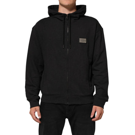 Sweat à capuche zippé noir Dolce & Gabbana avec logo