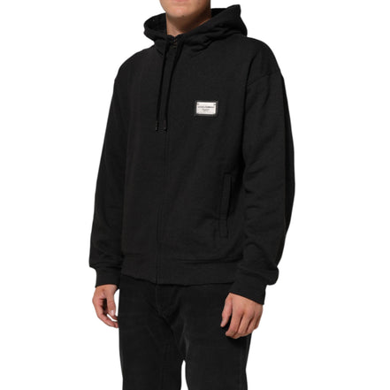 Sweat à capuche zippé noir Dolce & Gabbana avec logo