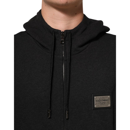 Sweat à capuche zippé noir Dolce & Gabbana avec logo