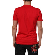 T-shirt Girocollo in Cotone Dolce & Gabbana Goodluck Rosso 2023